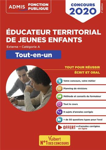 Couverture du livre « Éducateur territorial de jeunes enfants ; externe, catégorie A ; tout-en-un (édition 2020) » de Fabienne Geninasca aux éditions Vuibert