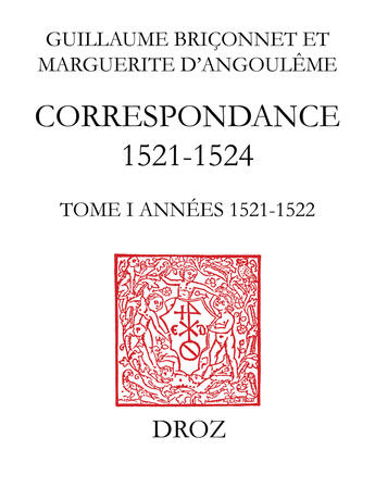 Couverture du livre « Correspondance (1521-1524) » de Bri Onnet Guillaume aux éditions Librairie Droz