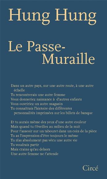 Couverture du livre « Le passe-muraille » de Hung Hung aux éditions Circe