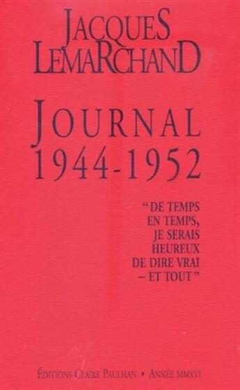 Couverture du livre « Journal 1944-1952 ; 