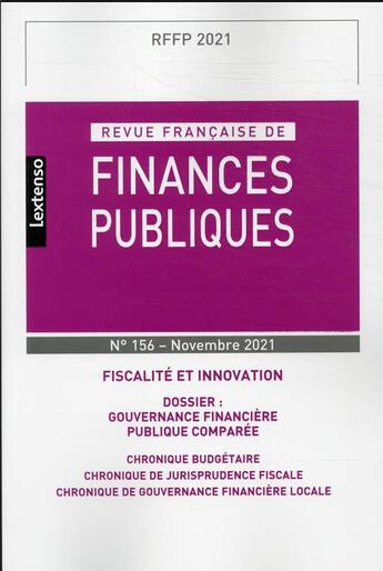 Couverture du livre « Revue francaise de finances publiques n 156 - novembre 2021 » de  aux éditions Lgdj