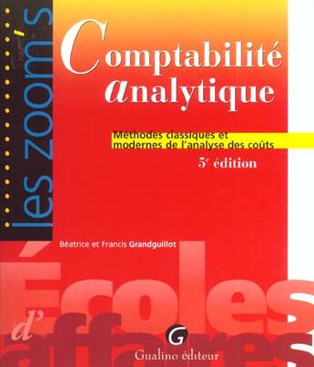 Couverture du livre « Zoom's comptabilite analytique » de Grandguillot/Grandgu aux éditions Gualino