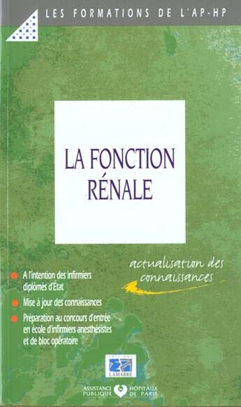 Couverture du livre « La fonction renale actualisation des connaissances » de Aphp aux éditions Lamarre