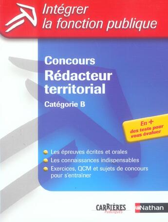 Couverture du livre « Concours redacteur territorial categorie b n18 2005 » de Debilly/Mango/Maurel aux éditions Nathan