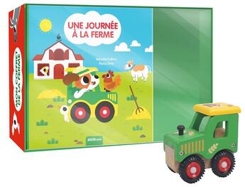 Couverture du livre « Mon coffret de la ferme ; une journée à la ferme » de Natacha Godeau et Marta Sorte aux éditions Philippe Auzou