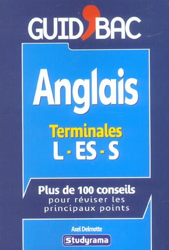 Couverture du livre « Anglais terminales l es s » de Axel Delmotte aux éditions Studyrama