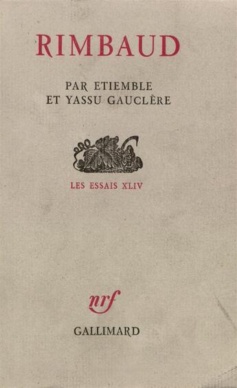 Couverture du livre « Rimbaud » de Etiemble/Gauclere aux éditions Gallimard