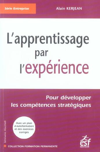 Couverture du livre « L'apprentissage par l'experience » de Alain Kerjean aux éditions Esf