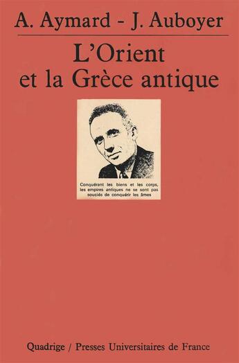 Couverture du livre « L'Orient et la Grèce antique » de Auboyer/Aymard aux éditions Puf