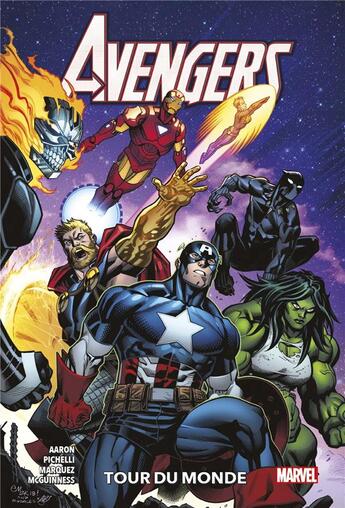 Couverture du livre « Avengers t.2 : tour du monde » de Sara Pichelli et David Marquez et Jason Aaron et Ed Mcguinness aux éditions Panini