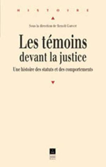 Couverture du livre « TEMOINS DEVANT LA JUSTICE » de Pur aux éditions Pu De Rennes