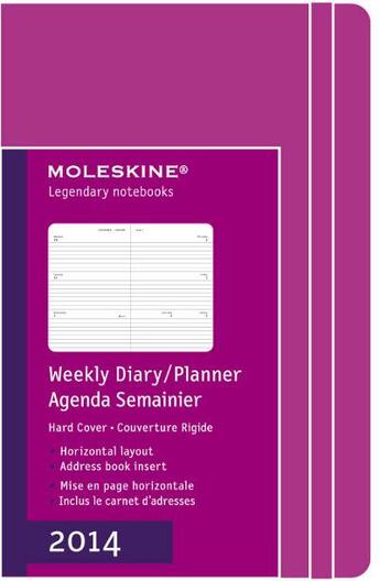 Couverture du livre « Agenda semainier 2014 horizontal poche rose couverture rigide » de Moleskine aux éditions Moleskine Papet