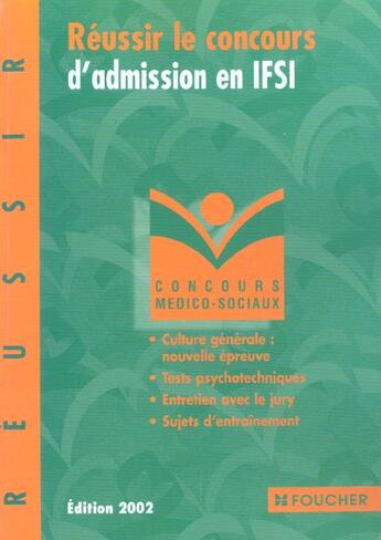 Couverture du livre « Reussir Le Concours D'Admission En Ifsi » de Gioria-R aux éditions Foucher