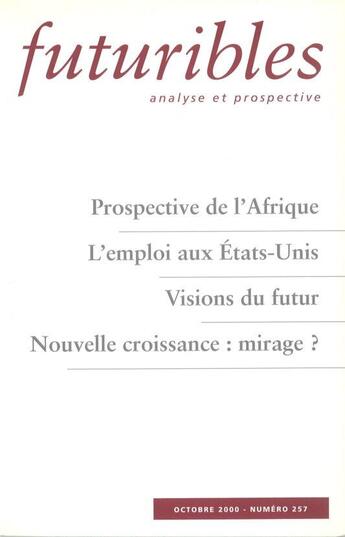 Couverture du livre « PROSPECTIVE DE L'AFRIQUE » de Granrut/Hugon/Godet aux éditions Futuribles