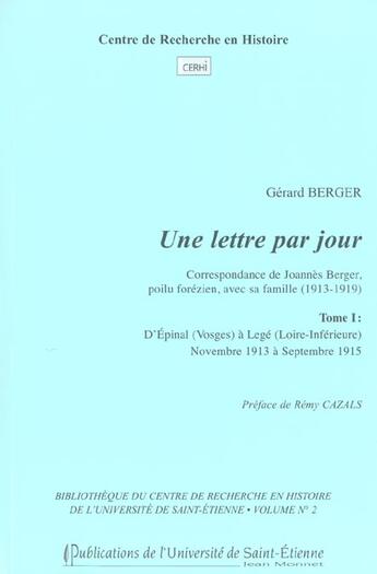 Couverture du livre « Une lettre par jour » de Berger G aux éditions Pu De Saint Etienne