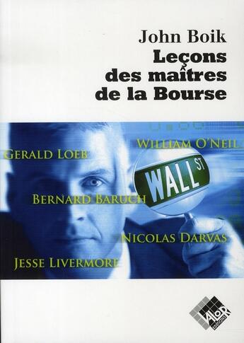 Couverture du livre « Leçons des maîtres de la bourse » de Boik J aux éditions Valor