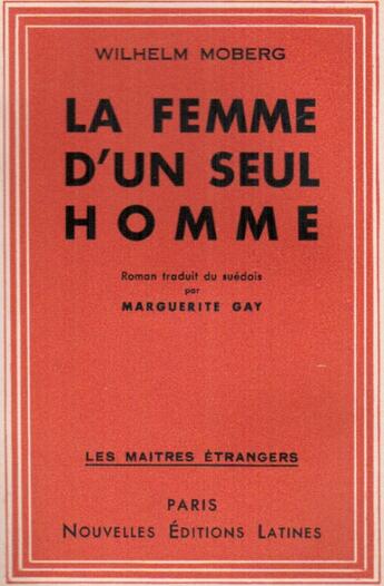 Couverture du livre « La femme d'un seul homme » de Moberg Vilhelm aux éditions Nel