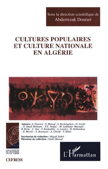 Couverture du livre « CULTURES POPULAIRES ET CULTURE NATIONALE EN ALGÉRIE » de  aux éditions L'harmattan