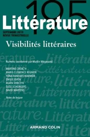 Couverture du livre « Visibilites litteraires » de  aux éditions Armand Colin