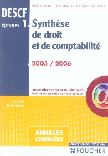 Couverture du livre « Synthese Droit Et Comptabilite ; Epreuve 1 » de C Allali aux éditions Foucher