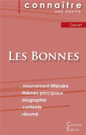 Couverture du livre « Fiche de lecture Les Bonnes de Jean Genet (analyse littéraire de référence et résumé complet) » de Jean Genet aux éditions Editions Du Cenacle