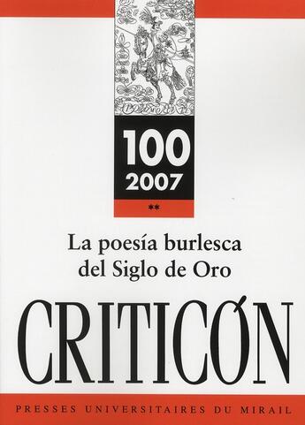 Couverture du livre « Poesia burlesca del siglo de oro : problemas y nuevas perspectivas » de Robert Jammes aux éditions Pu Du Midi