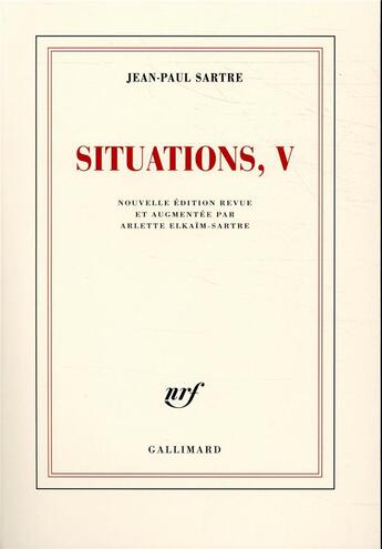 Couverture du livre « Situations Tome 5 » de Jean-Paul Sartre aux éditions Gallimard