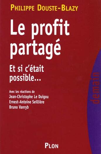 Couverture du livre « Profit Partage » de Philippe Douste-Blazy aux éditions Plon