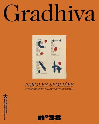 Couverture du livre « Gradhiva - t38 - gradhiva n 38 - paroles spoliees - gradhiva n 38 » de Albers/Devevey aux éditions Quai Branly