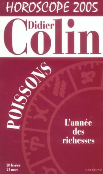 Couverture du livre « Horoscope 2005 : Poissons » de Didier Colin aux éditions Editions 1