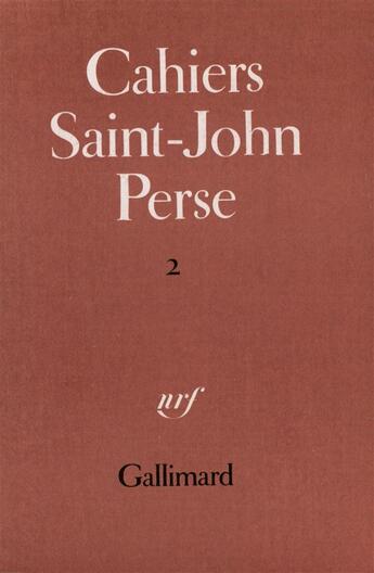 Couverture du livre « Cahiers saint-john perse » de  aux éditions Gallimard