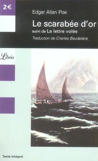 Couverture du livre « Le scarabee d'or - suivi de la lettre volee » de Edgar Allan Poe aux éditions J'ai Lu