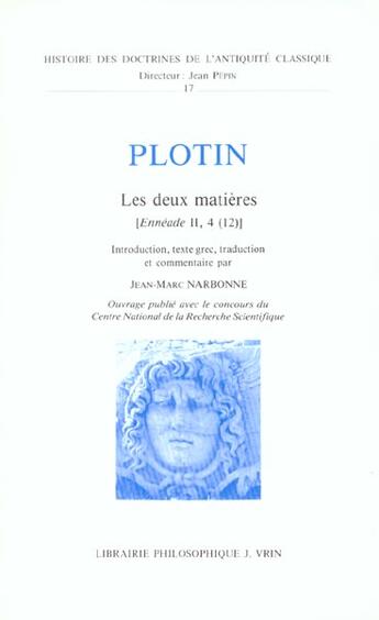 Couverture du livre « Deux Matieres » de Plotin aux éditions Vrin