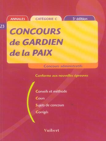 Couverture du livre « Concours De Gardien De La Paix (5e Edition) » de Jean-Christophe Saladin et Elie Allouche et Anne-Marie Bruneteau aux éditions Vuibert