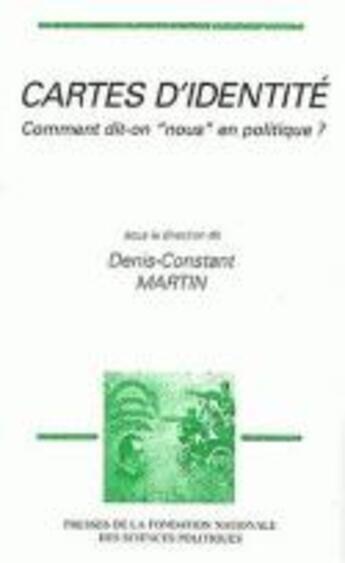 Couverture du livre « Cartes d'identite » de Martin D-C. aux éditions Presses De Sciences Po