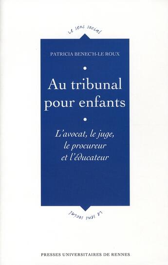 Couverture du livre « Au tribunal pour enfants » de Pur aux éditions Pu De Rennes