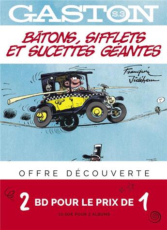 Couverture du livre « Gaston Tome 3 : bâtons, sifflets et sucettes géantes » de Jidehem et Andre Franquin aux éditions Dupuis