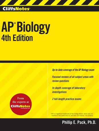Couverture du livre « CliffsNotes AP Biology, Fourth Edition » de Pack Phillip E aux éditions Houghton Mifflin Harcourt