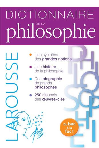 Couverture du livre « Dictionnaire de philosophie » de  aux éditions Larousse