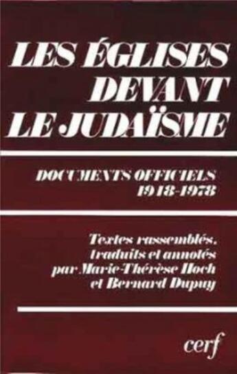 Couverture du livre « Les Églises devant le judaïsme » de Bernard Dupuy aux éditions Cerf