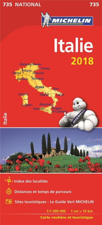 Couverture du livre « Carte nationale 735 italie 2018 » de Collectif Michelin aux éditions Michelin