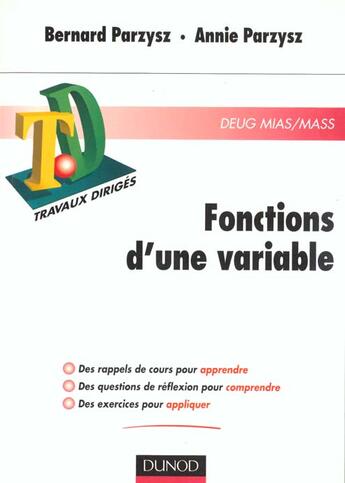 Couverture du livre « Td fonctions d'une variable » de Bernard Parzysz et Annie Parzysz aux éditions Dunod