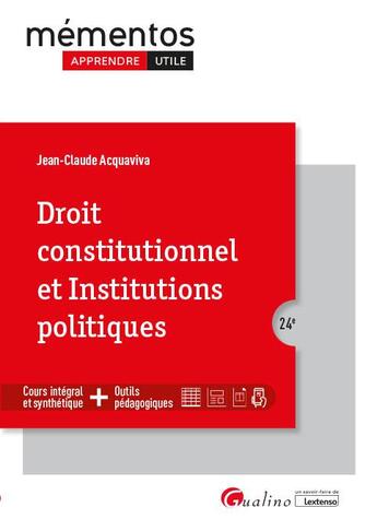 Couverture du livre « Droit constitutionnel et institutions politiques (24e édition) » de Jean-Claude Acquaviva aux éditions Gualino