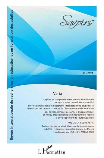 Couverture du livre « Varia - vol58 » de  aux éditions L'harmattan