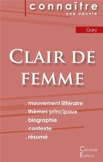 Couverture du livre « Clair de femme, de Romain Gary » de  aux éditions Editions Du Cenacle