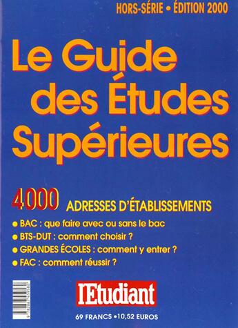 Couverture du livre « Guide des etudes superieures 2000 » de  aux éditions L'etudiant