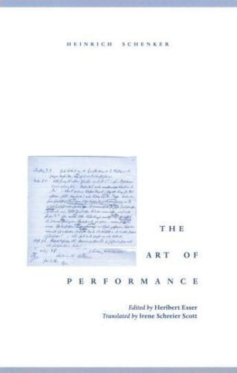 Couverture du livre « The Art of Performance » de Schenker Heinrich aux éditions Oxford University Press Usa