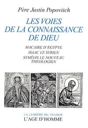 Couverture du livre « Voies de la connaissance de dieu (les) » de Popovitch/Palierne aux éditions L'age D'homme