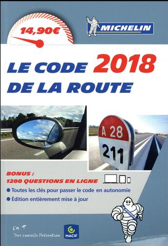 Couverture du livre « Code de la route michelin 2018 » de Collectif Michelin aux éditions Michelin