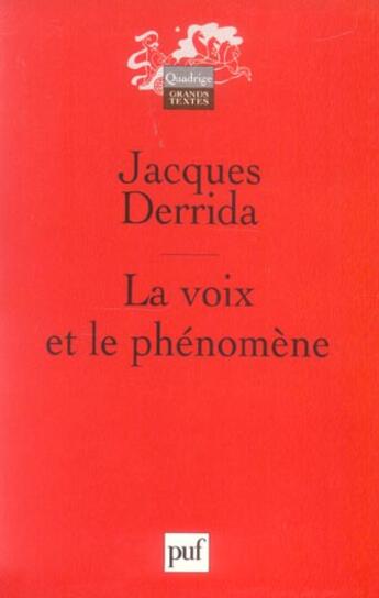 Couverture du livre « La voix et le phenomene (3eme edition) » de Jacques Derrida aux éditions Puf